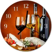 Tulup Glasuhr Wanduhr Küchenuhr Echt-Glas 30fi cm Wein rot