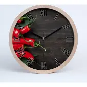 Tulup Holzuhr 30fi cm wanduhr - schwarze Spitzen - Peperoni