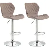 CLP 2er Set Barhocker Cork Stoff chrom taupe