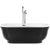 Beliani Badewanne Schwarz 170 x 77 cm Acryl Freistehend Römischer Stil