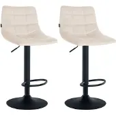 CLP 2er Set Barhocker Jerry Samt schwarz creme