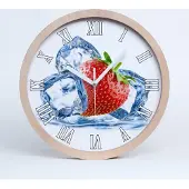 Tulup Holzuhr 25fi cm wanduhr - weiße Spitzen - Erdbeereis