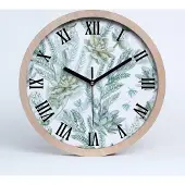 Tulup Holzuhr 25fi cm wanduhr - schwarze Spitzen - Blüten und Blätter