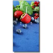Tulup Glasuhr Wanduhr Küchenuhr Echt-Glas 30x60 Beere Mehrfarbig