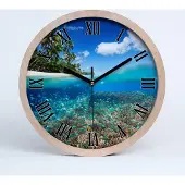 Tulup Holzuhr 30fi cm wanduhr - schwarze Spitzen - Korallenriff