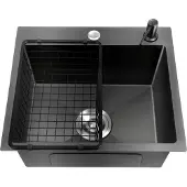 OEM Edelstahlspüle, geräumige Einzelbecken, benutzerfreundliches Design, schwarz