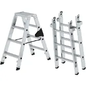 MUNK Günzburger Steigtechnik Munk Stufen Stehleiter Set beidseitig begehbar steckbar inkl. Einsteckteil 2x7 Stufen