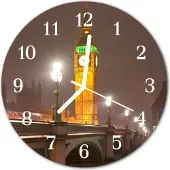 Tulup Glasuhr Wanduhr Küchenuhr Echt-Glas 30fi cm Big Ben mehrfarbig