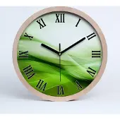 Tulup Holzuhr 30fi cm wanduhr - schwarze Spitzen - zieloneale Hintergrund