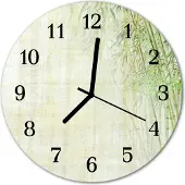 Tulup Glasuhr Wanduhr Küchenuhr Echt-Glas 30fi cm Bambus Pflanze grün