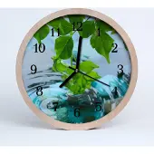 Tulup Holzuhr 30fi cm wanduhr - Blätter Natur