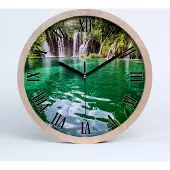 Tulup Holzuhr 30fi cm wanduhr - schwarze Spitzen - See plitvice