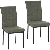 HTI Stuhl Matthew Grün 2er Set, Karosteppung, hohe Rückenlehne, gepolstert, 96 cm hoch