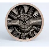 Tulup Holzuhr 20fi cm wanduhr - schwarze Spitzen - Flugzeugmotor