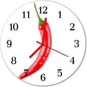 Tulup Glasuhr Wanduhr Küchenuhr Echt-Glas 30fi cm Chilischote rot