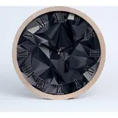 Tulup Holzuhr 30fi cm wanduhr - schwarze Spitzen - abstrakter Hintergrund