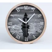 Tulup Holzuhr 20fi cm wanduhr - weiße Spitzen - Balance Steine
