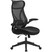 Songmics Schreibtischstuhl, ergonomische Rückenlehne, hochklappbare Armlehnen, tintenschwarz