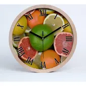 Tulup Holzuhr 20fi cm wanduhr - schwarze Spitzen - Zitrusfrüchte