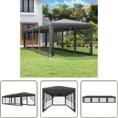 The Living Store Partyzelt mit 10 Mesh-Seitenwänden Anthrazit 3x12 m HDPE
