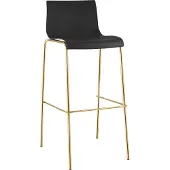 CLP Moderner Kunststoff-Barhocker in Goldoptik, 75 cm Sitzhöhe, stapelbar, mit Fußstütze und Vierfußgestell