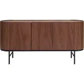 Miliboo - Design-Sideboard dunkles Walnussfurnier und schwarzes Metall 3 Türen B160 cm SKYE