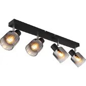 Nowa Strahler Metall schwarz matt, Glas rauchfarben, klar verlaufend, LxBxH: 560x80x135mm, exkl. 4x E14 40W 230V