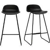 Miliboo - Design-Barhocker schwarz H65 cm (2er-Satz) ELLA