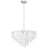 Eglo Hängelampe Carvario, Pendelleuchte Esstisch, Deckenlampe hängend, Kronleuchter aus Stahl in chrom, Glas in klar E14 Fassung, Ø 60 cm