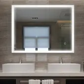 Lisa Badspiegel LED 60x50cm Badezimmerspiegel mit 6000-6500k Beleuchtung Kaltweiß Touch Wandspiegel