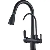 OEM Wasserhahn, Dual-Handle, Ausziehbare Sprühdüse, Matte Schwarz