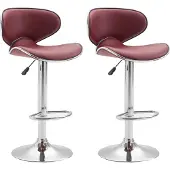 CLP 2er Set Barhocker Las Vegas V2 Kunstleder mit Fußstütze | Farbe bordeauxrot Gestell Farbe chrom