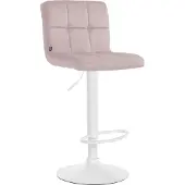 CLP Barhocker Peru Samtbezug höhenverstellbar drehbar mit Rückenlehne | Farbe rosa Gestell Farbe weiß
