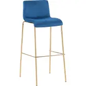 CLP Barhocker Hoover Samtbezug Metallgestell in Gold-Optik - blau