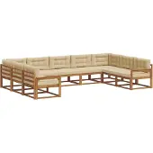 vidaXL Outdoor-Sofagarnitur mit Kissen 9 pcs Natur und Beige