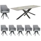 CLEMENTO LC Garden Gartenmöbel-Set 7tlg. Como 200x100cm Tisch mit Sunbrella Drehstühle
