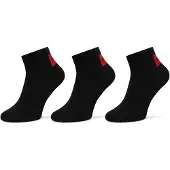 HUGO Dreierpack Sneakers-Socken mit rotem Logo-Label Grösse 43-46
