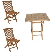 LC Garden Riva Balkonmöbel-Set 3tlg. 80x80cm Tisch Teak