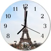 Tulup Glasuhr Wanduhr Küchenuhr Echt-Glas 30fi cm Eiffelturm braun
