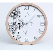 Tulup Holzuhr 20fi cm wanduhr - weiße Spitzen - Löwenzahn