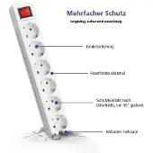 Helos 262797, 3 m, Drinnen, 1,5 mm², Weiß, 6 AC-Ausgänge, 230 V
