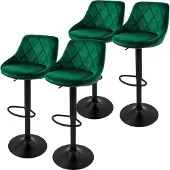ML-Design 4er Set Barhocker Tresenhocker 360° drehbar, Gepolsterter Barstuhl mit Rückenlehne und Fußstütze, 62-82 cm