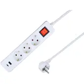 As Schwabe as-Schwabe 3-fach Steckdosenleiste Schalter USB A/C 1,4m Mehrfachsteckdose IP20