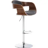 CLP Barhocker Kingston Stoff drehbar und stufenlos verstellbar | Farbe walnuss/dunkelgrau
