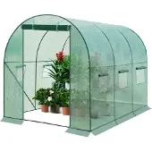 Woltu Gewächshaus, Tomatenhaus mit Tür 6 Fenster, 300x200x200 cm, Grün