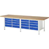 RAU Werkbank höhenverstellbar 8477A2, B3000xT900xH840-1040mm, 16x Schublade-TA