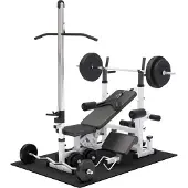 Gorilla Sports Kraftstation mit Hantelbank und 100kg Hantelset mit verstellbarer Hantelablage