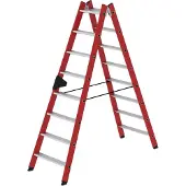 Proregal Stufen-Stehleiter beidseitig begehbar GFK / Alu 2x8 Stufen