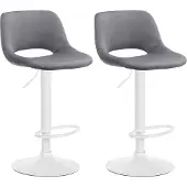 CLP 2er Set Barhocker Camden Samt drehbar und höhenverstellbar dunkelgrau Material Gestell Metall matt weiss