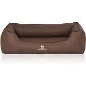 Knuffelwuff Orthopädisches Hundebett Rockland aus Kunstleder XL 105 x 75cm Braun
